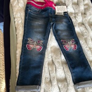 SQZ Jeans sequin and embroidered butterflies. Size 5 girls
